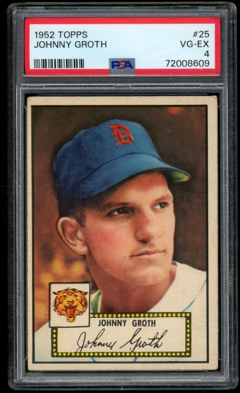 1952 Topps #25 Johnny Groth Red Back PSA 4 Detroit Tigers  (8609)