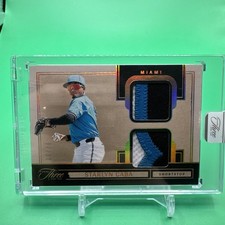 Starlyn Caba 2025 Panini Three and Two Dual Jersey Relic #PDJ-SC #/ 10 Marlins
