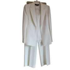 kasper pantsuit wide leg open jacket winter white cream size 8