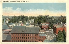 Tilton,NH Bird's-Eye View Arch Tichnor 1934 Belknap County Antique Postcard