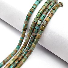 Genuine Natural Turquoise Tube Beads 4x4mm Blue Green and Brown Turquoise 16  