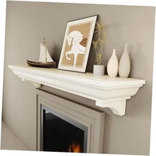 Fireplace Mantel Rustic Fireplace Shelf with Arched Corbels, 100 60 Inch White