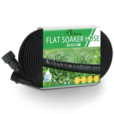 Flat Soaker Hose 25ft, Heavy Duty Double Layer Design, Drip Irrigation Hose S...