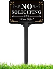 No Soliciting Sign for House with Stake - Adjustable Height - 12 X 8 Inch/37 Inc