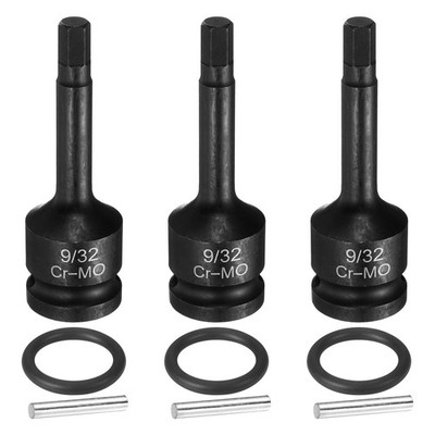 3pcs Hex Socket 1/2\'' 9/32\'' CR-MO for Pulse Screwdriver