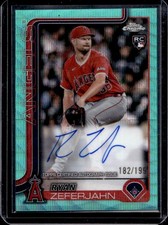 2025 Topps Chrome Ryan Zeferjahn Rookie Auto RC Aqua Wave Refractor #/199 Angels