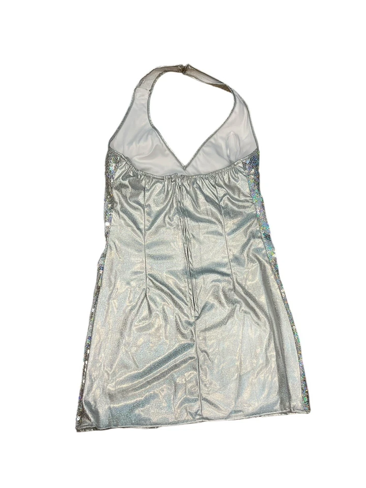 Divertido Mundo Disco BallDiva Mujer Lentejuelas Plateadas Disfraz Adulto S/M Foto 4 de 4