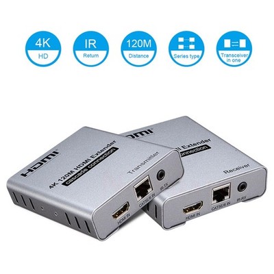 4K 120M HDMI Extender over Cat5e6 RJ45 Ethernet Cable Support Cascade Connection