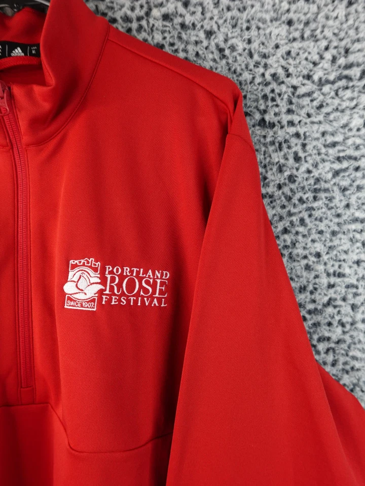Moletom Adidas Portland Rose Festival masculino XL vermelho 1/4 zíper pulôver novo com etiquetas - Imagem 3 de 4