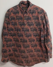 Vtg Woolrich Shirt Mens L Button Up Buffalo Camo Flannel Blaze 90s Heavy *read*