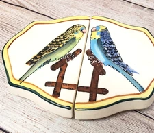 Vintage Parakeet Budgie Expandable Ceramic Trivet-Unique Bird lover item