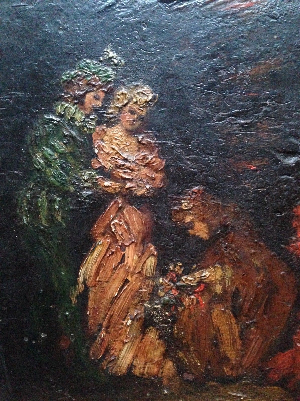 MONTICELLI 19th century French Impressionism Garden Party Oil Antique