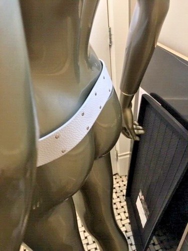 DOLCE & GABBANA WHITE TEXTURED LEATHER SILVER BUCKLE BELT 32 INCHES TO 35 M/L - Picture 6 of 9