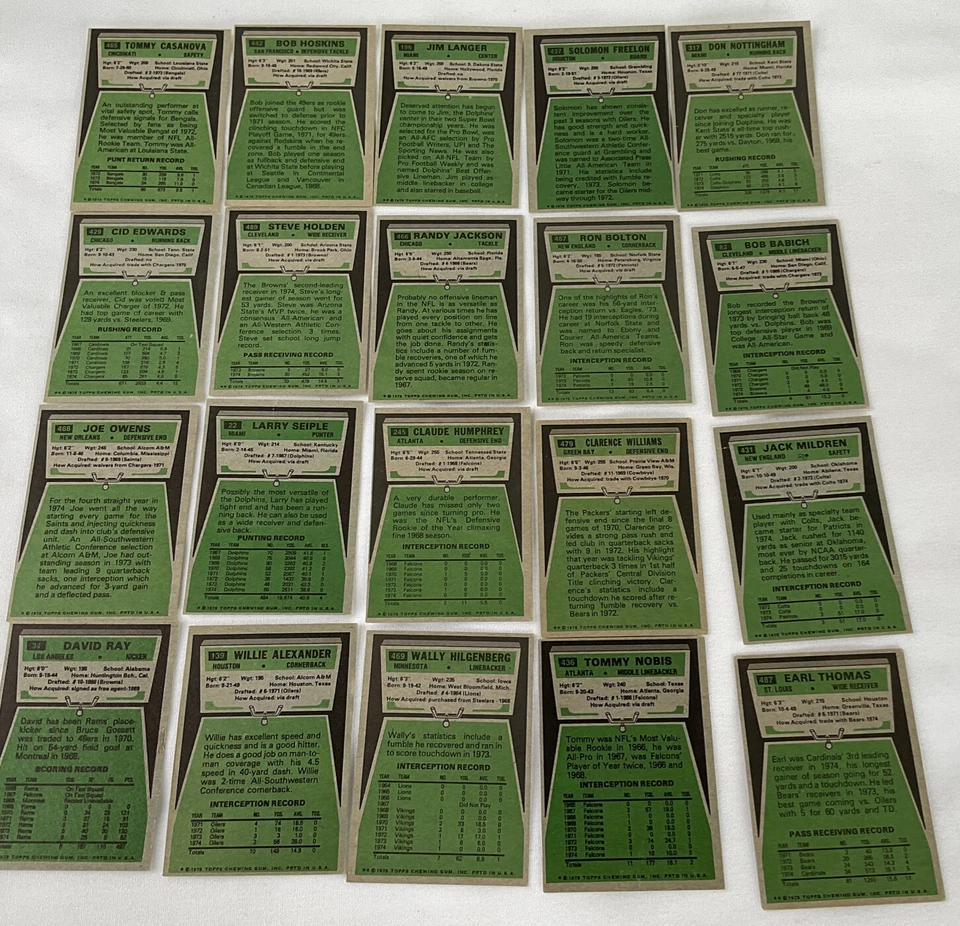Lote de 20 tarjetas de fútbol americano Topps 1975 vintage Foto 4 de 4