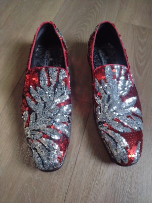 After Midnight Formal Sequin Men 12 Smoke Prom Loafer Floral 