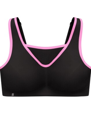 Glamorise 1066 No Bounce Sports Bra Cami Wire Free Women's 38F Black/Pink