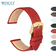 WOCCI Elegant Leather WatchStrap 12mm 14mm 16mm 18mm 20mm Lizard Grain for Women