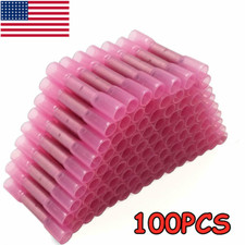 100Pcs Red Heat Shrink Wire Connectors 22-16AWG Butt Seal Terminals Waterproof