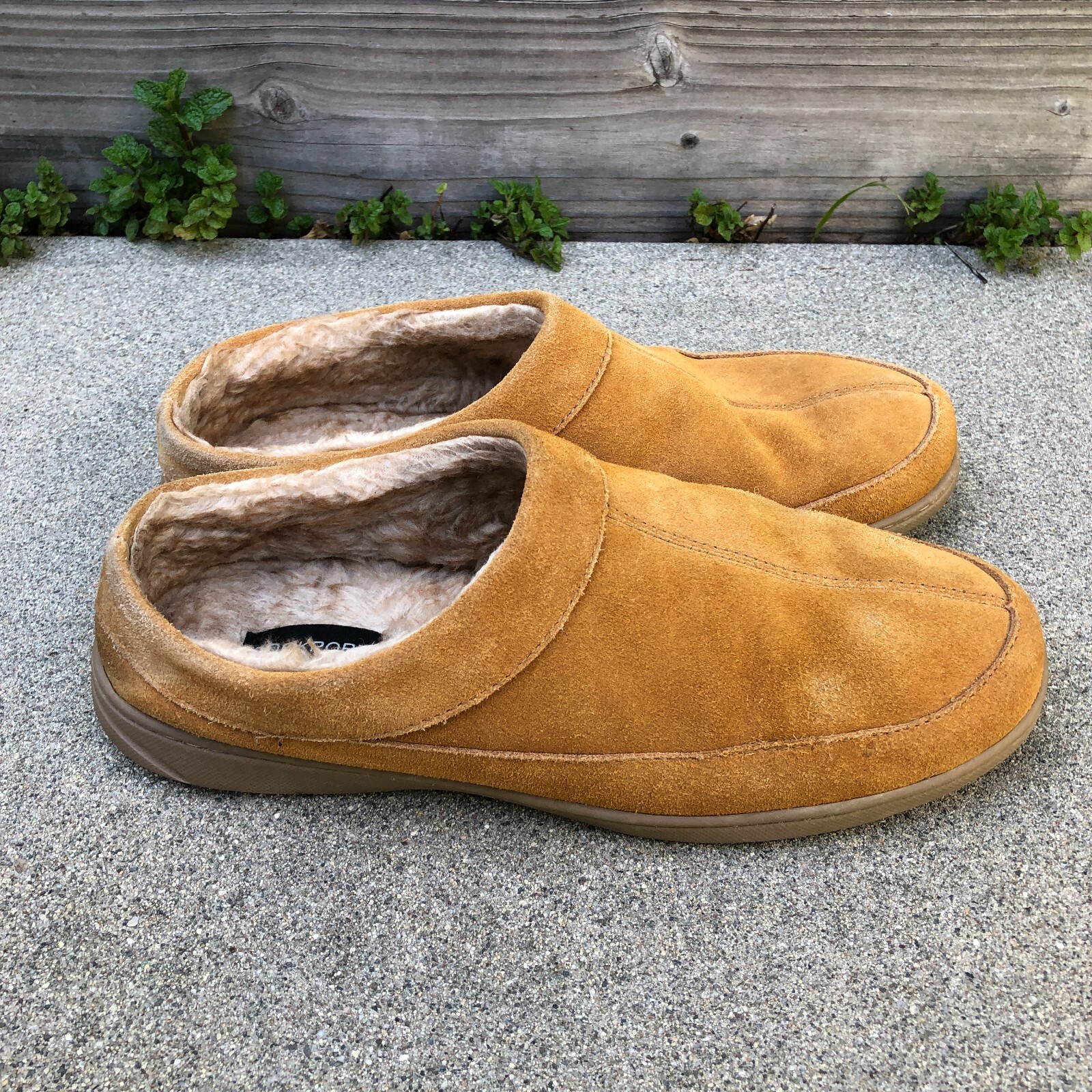 SAOLA Pantofole da casa in pelle scamosciata ROCKPORT uomo 11 M suola in gomma slip on marrone chiaro