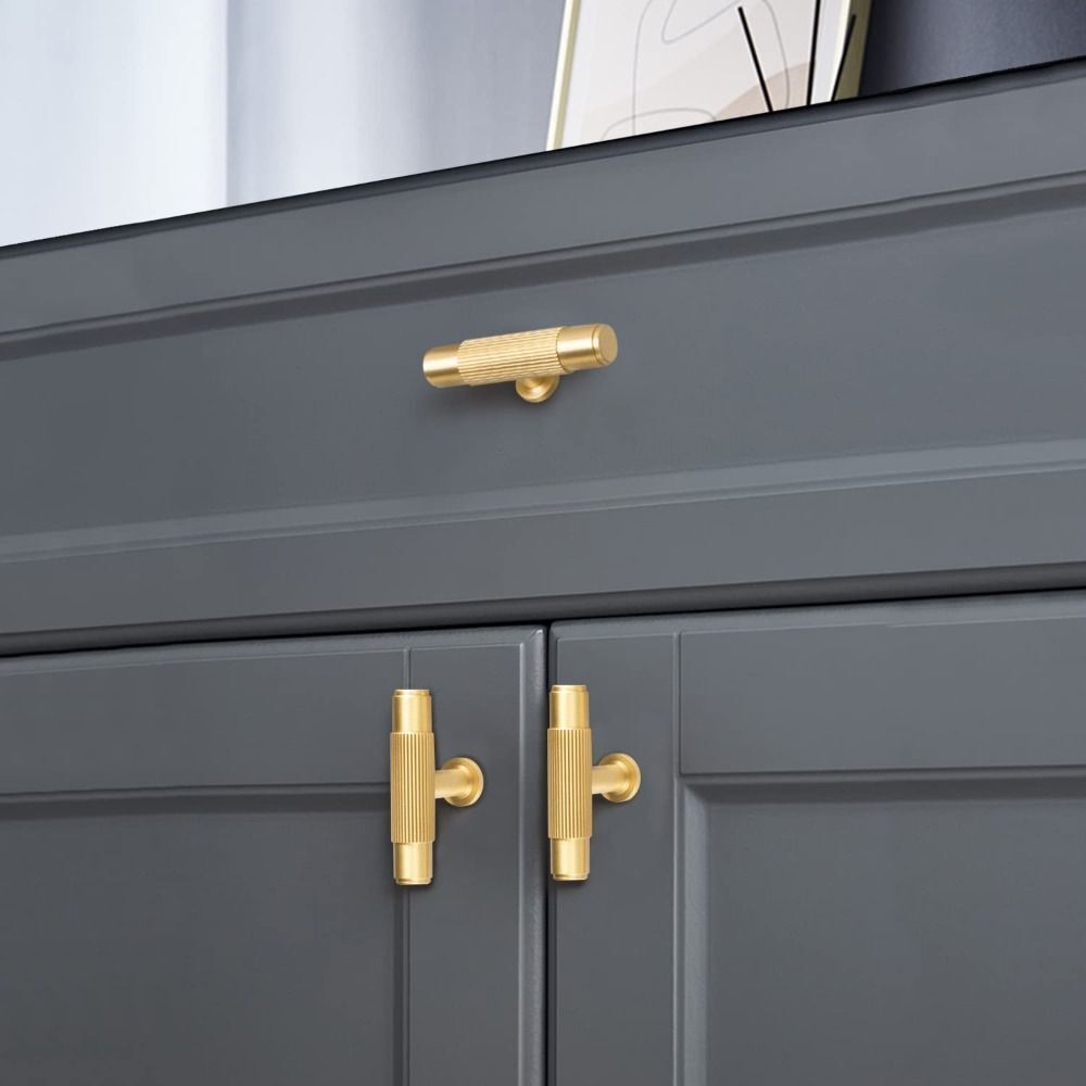 6 Pack Gold T Bar Handles 2 Inch Single Hole Handle Kitchen Drawer