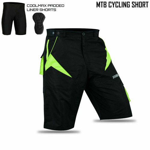 MTB SHORTS MEN Mountain Bike Baggy Shorts Knicks with Lycra CoolMax Padded Liner - Picture 10 of 36