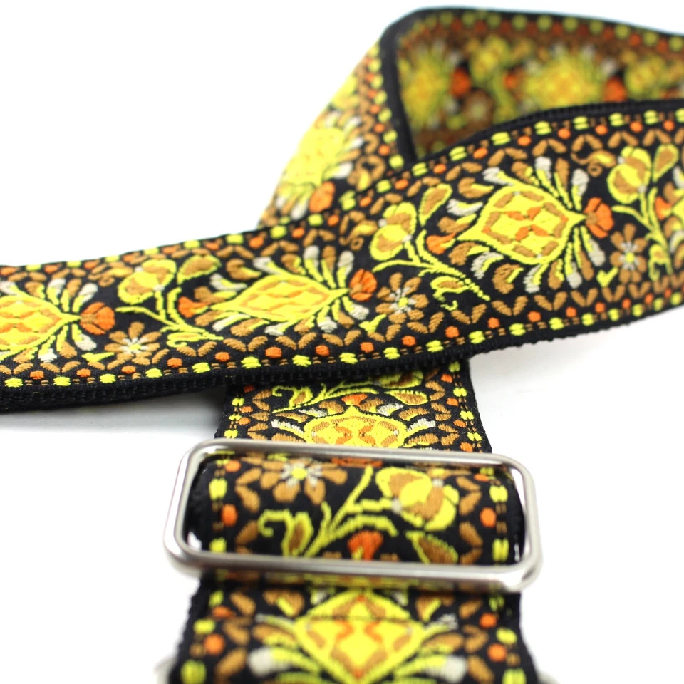 Correa tejida Walker & Williams H-03-MET amarilla mandala con herrajes cromados Foto 4 de 4