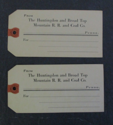 2 Stück Vintage HUNTINGDON & BROAD TOP MOUNTAIN R.R. & COAL CO. Versandetiketten