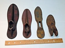 4 Antique Cast Iron Shoe Lasts Cobbler Shoe Repair Foot Feet Forms Rustic Cool