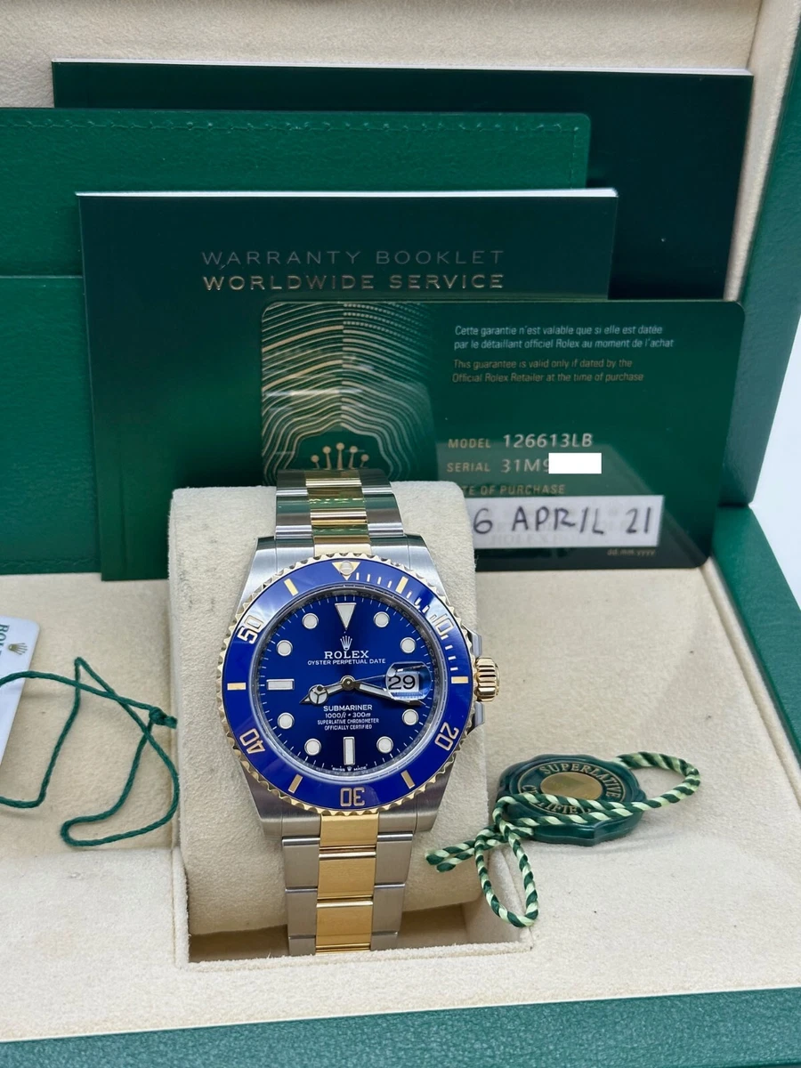 2021 Rolex Submariner 126613 Blue Ceramic 18K Yellow Gold Steel Box Paper 41mm
