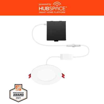 CE Hubspace LED 6 in Round Smart RBG+Tuneable White Canless Recessed Light,White