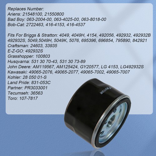 Filtro olio 3 pezzi adatto per BRIGGS & STRATTON 5076 695396 696854 492056 492932 492932S - Foto 4 di 9
