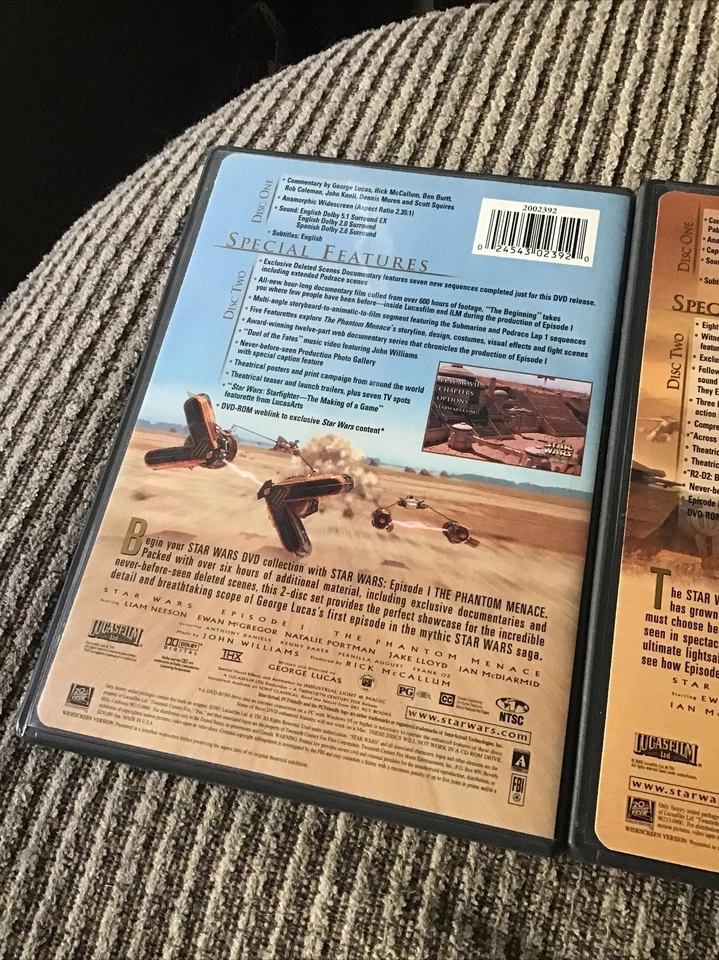 STAR WARS EPISODE 1,2,3; 3-DVD LOT 20th CENTURY PRINT EWAN MCGREGOR - image 2 of 4