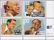 US Big Band Leaders 32c Stamp Plate Block of 4 Scott #3096-3099