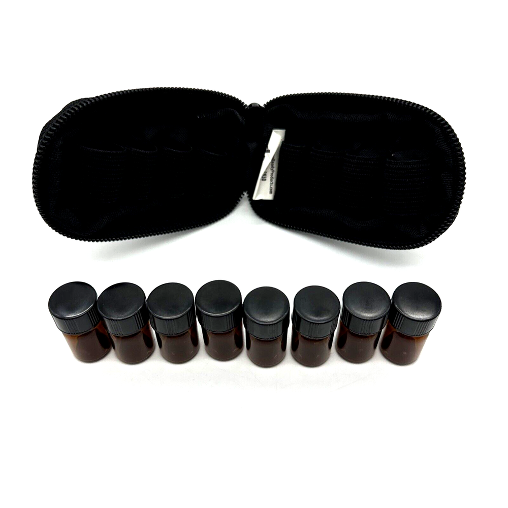 AROMA READY Black Essential Oil KEYCHAIN CASE 8 Empty 5/8 Dram Bottles Carabiner