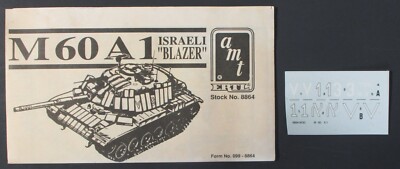 AMT/Ertl 1/35th Scale M60A1 Patton Tank - Decals from Kit No. 8864