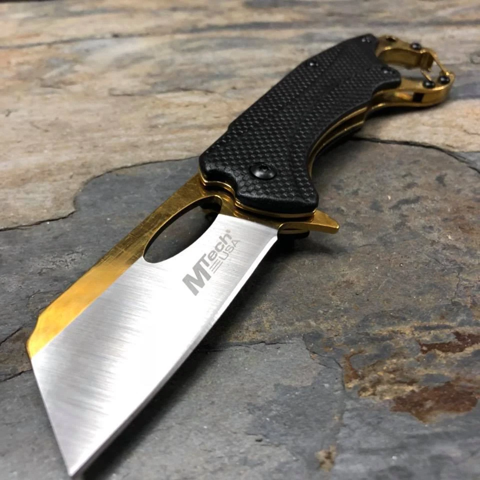 CUCHILLO ASISTIDO POR RESORTE MTECH USA MANGO ALUMINIO ANODIZADO 4.25" - NEGRO Foto 4 de 4