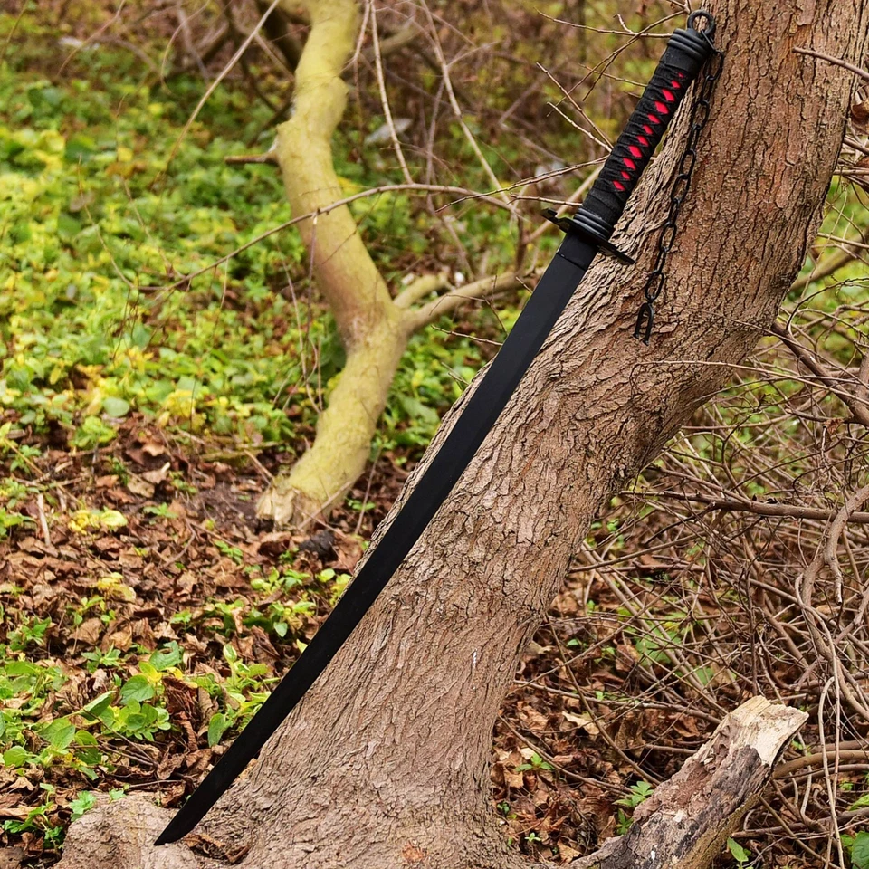 Espada de anime Black Blade, espada samurai japonesa, katana de anime hecha a mano real Foto 4 de 4