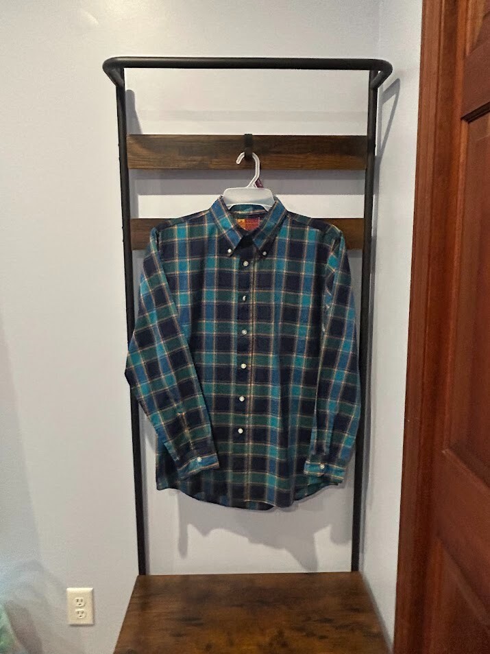 VTG Windowpane Plaid Button Down Long Sleeve Shir… - image 2