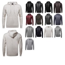 FashionOutfit Men's Casual Solid Cotton Based Long Sleeves Drawstring Hoodie