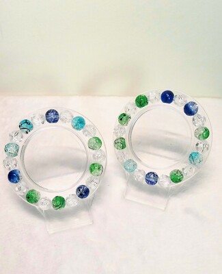 Fancy Blue & Green Beaded Bracelet Set