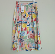 ZARA Front button high-waist PATCHWORK PRINT CAPE SKIRT Multicolor 3594/302 NWT