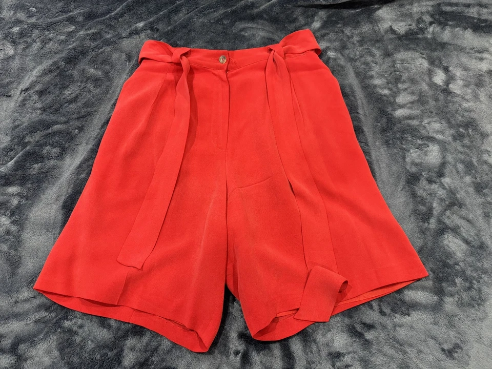 Bloomingdales Due per Due 3 piezas de seda para mujer pantalones cortos 6 traje sin mangas 12 rojo, 12711W24 Foto 3 de 4