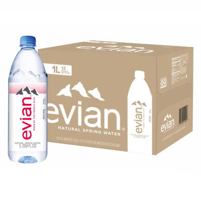Evian Natural Spring Water 1 L Bottle 12 Pack