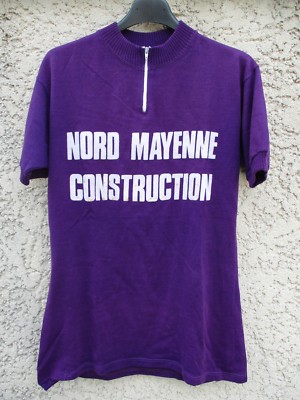 Maillot Cycliste Vintage F.C LOUPFOUGERES Années 70 Violet - Made In France - Taille M
