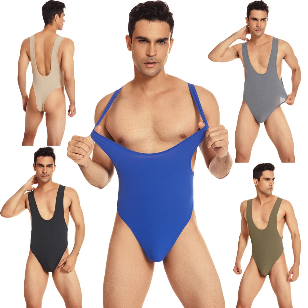 Mens One-piece Bikini Bodysuit Wrestling Singlet Leotard Jumpsuit Male  Underwear