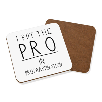 Gift Base Procrastination Coaster Getränkeuntersetzer Holz Square 9x9cm