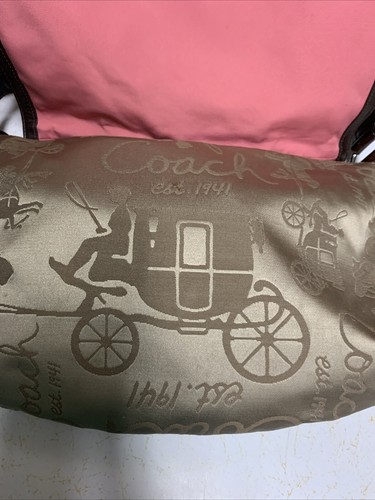 Coach Brown Satin Horse and Carriage Shoulder Bag GUC Late 00's - Picture 8 of 19