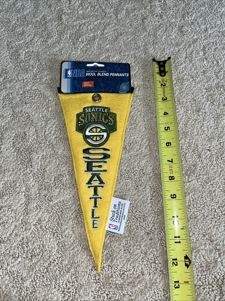 VTG Seattle Supersonics Wool Blend Mini Pennant 11" x 5" Winning Streak NWT - Image 3 of 3