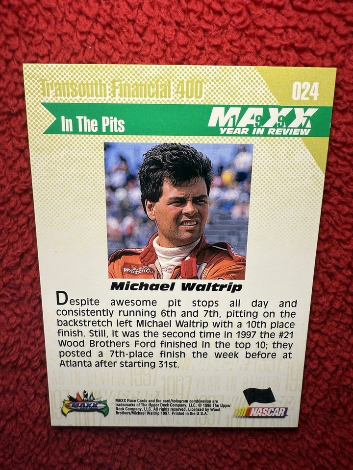Vintage 1998 Michael Waltrip Maxx Upper Deck Nascar Racing Trading Card 024 - Image 2 of 4