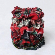 6PCS Christmas Plaid Hair Scrunchies Ties Elastic Ribbon Ponytail Holder